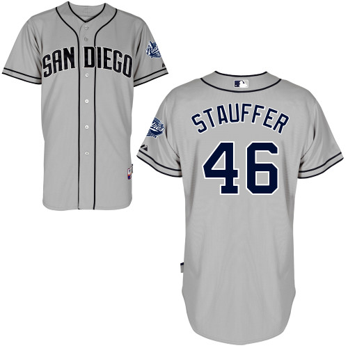 Tim Stauffer #46 MLB Jersey-San Diego Padres Men's Authentic Road Gray Cool Base Baseball Jersey